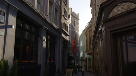 View-Of-St-Mary-at-Hill-Church-From-Lovat-Lane-In-Billingsgate,-London,-United-Kingdom