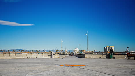 Venice-Beach-Timelapse-People-Walking-Along-the-Promenade-with-Blue-Skies-Overhead