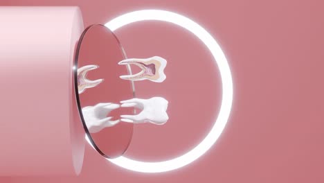 3D-Rendering-Vertikale-Animation-Des-Querschnitts-Des-Backenzahns-Im-Zahnarztstudio-Präventionsdiagnose-Modellkonzept-Gesundheitswesen