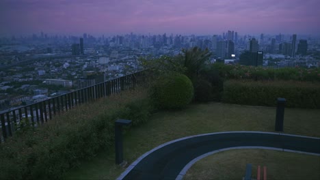 Bangkok's-Skyline-at-Twilight:-View-from-a-Rooftop-Garden