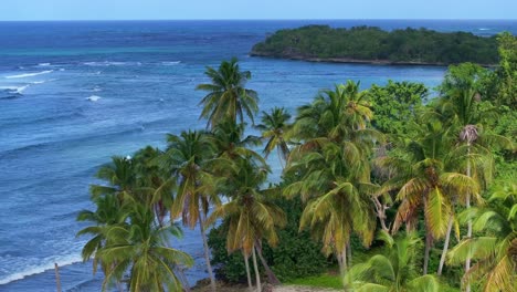 Vista-Panorámica-De-La-Playa-La-Playita-En-Las-Galeras,-República-Dominicana---Toma-Aérea-De-Un-Drone