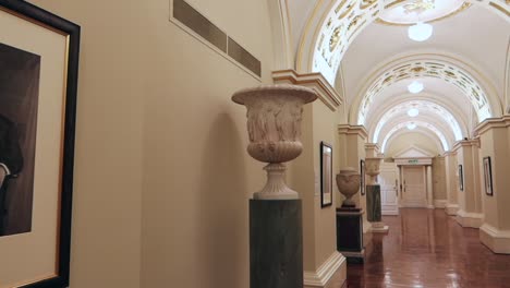 Interior-corridor-of-Dublin-Castle-with-frames-of-the-Irish-Presidents-art-pieces