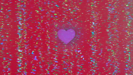Herzanimation-Mit-Buntem-Glitch-Effekt,-VHS-Bandstil-Der-Retro-80er,-Rotes-Herz-Für-Liebende-Am-Valentinstag