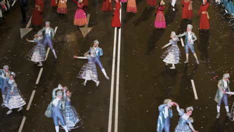 Participants-greet-children-and-families-at-the-Three-Wise-Men-festival,-also-known-as-the-Three-Kings-Parade