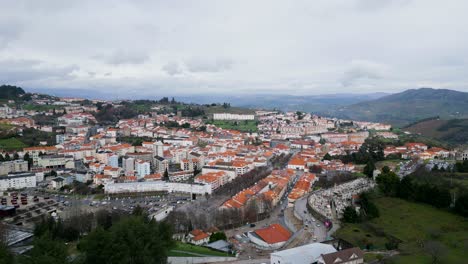 aerial-Panoramic-View-of-Lamego,-Viseu-District,-Portugal