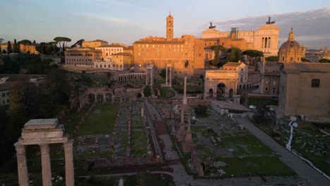 Ancient-Ruins-of-Rome,-Italy---Roman-Forum