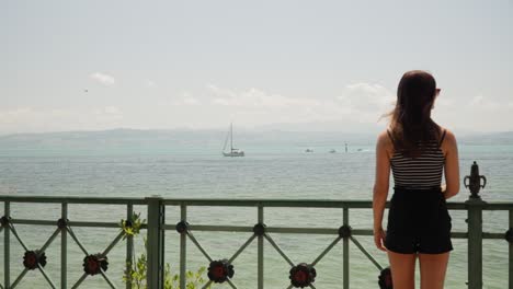 Looking-Out-at-View-of-Bodensee-Lake-Constance-Near-Friedrichshafen,-Germany