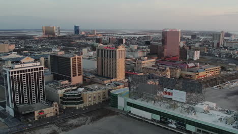 Drone-Flying-towards-Caesars-Casino-in-Atlantic-City-and-tilt-down-at-end
