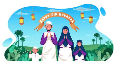 Frohes-Eid-Mubarak,-Grüße-Von-Der-Familie