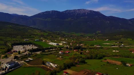 Scenic-Aerial-Views-of-Latsoudi,-Greece-near-Livadias-Along-the-EO48-Expressway