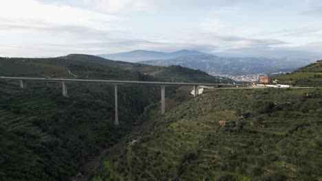 Serene-Lamego-Bridge-Highway,-Portugal---aerial