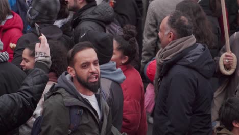 Angry-Man-Shouting-in-Pro-Palestine-Protest-Crowd,-London