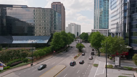 Driving-cars-on-main-road-in-Downtown-of-Atlanta-City