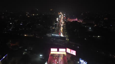 Rajkot-aerial-drone-view-drone-camera-moving-forward-where-many-vehicles-are-visible-and-traffic-jam-is-happening