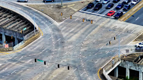 Rush-Hour-time-on-large-road-junction-during-sunny-day