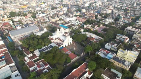 Aerial-footage-of-Catholic-churches-and-commercial-buildings-can-be-found-in-the-city-centre