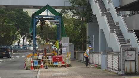 Müllkehrmaschine-Am-Straßenrand-In-Der-Stadt-Hongkong,-China