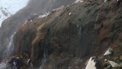 Waterfall-Cascading-On-Rock-With-Fog-At-Boise-National-Forest-Near-Boise-In-Idaho,-USA