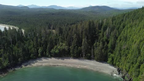 Beautiful-Forest-with-Beach-at-Secret-Cove-near-Sandpit,-British-Columbia,-Canada