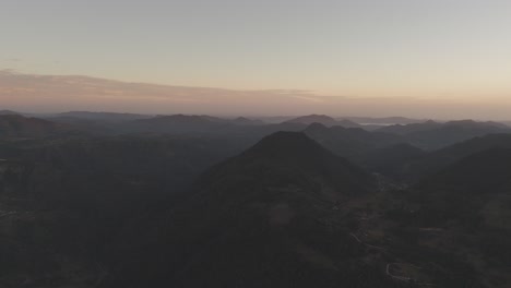 Aerial-view-of-a-sunrise-whit-mountains