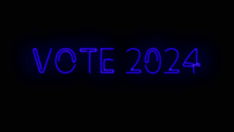 Flashing-neon-blue-VOTE-2024-color-sign-on-black-background-on-and-off-with-flicker