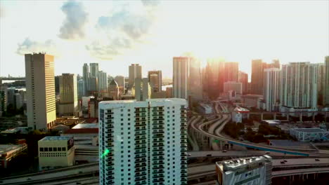 Aerial-4k-shot-of-Miami-skyline--day