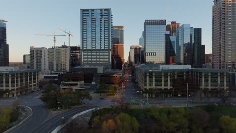 Aerial-view-establishing-shot-of-Silicon-Labs-office-buildings-in-Austin-Texas