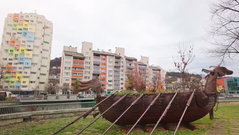 Replica-of-viking-like-warship-novelty-art-attraction-in-Bulgarian-city