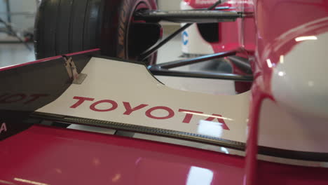 Formula-One-Race-Car,-dolly-shot-of-front-wing