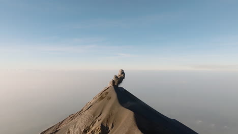 Aerial-video-of-Fuego-volcano-erupting-in-Guatemala-near-Antigua-during-sunrise