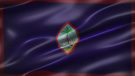 Die-Flagge-Des-US-Territoriums-Guam,-Schriftansicht,-Vollbild,-Glatt,-Glänzend,-Flatternd,-Elegante-Seidige-Textur,-Weht-Im-Wind,-Realistische-4K-CG-Animation,-Filmähnliche-Optik,-Nahtlos-Schleifenfähig