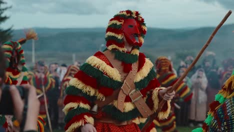 Ritual-Dance-of-Caretos,-Podence-Carnival-Backdrop