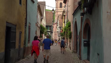 A-popular-tourist-attraction-for-its-historical-architecture,-Riquewihr-is-also-known-for-Riesling-and-other-wines-produced-in-the-village