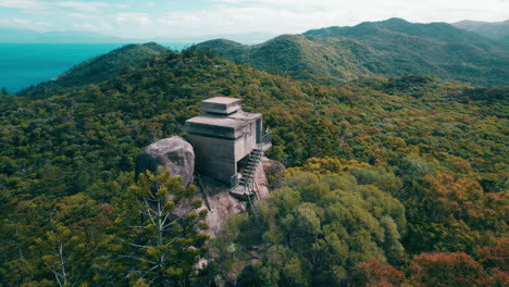 Aerial-cinematic-of-the-Forts,-in-magnetic-island,-Bunker,-Famous,-World-War