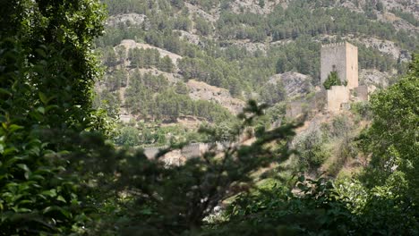 Castillo-De-Cazorla-Entre-árboles-Y-Montañas-Al-Fondo