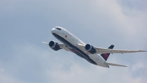 Close-Up-of-Air-Canada-Airbus-During-Flight-In-Toronto,-Ontario,-Canada