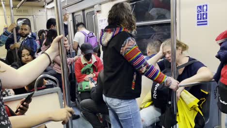 Everyday-transit-in-the-subway,-capturing-the-collective-weariness-and-fatigue-etched-on-commuters'-faces