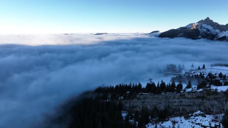Sea-of-clouds-on-a-mountain-ski-station-in-the-morning