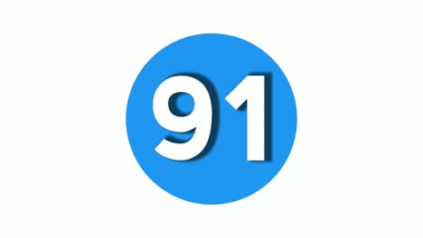 Nummer-91-Zeichensymbol,-Einfaches-Symbol-Für-Animationsbewegungsgrafiken-Auf-Blauem,-Kreisweißem-Hintergrund,-Cartoon-Videonummer-Für-Videoelemente