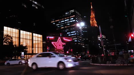 Downtown-Sao-Paulo,-Brazil-at-Night