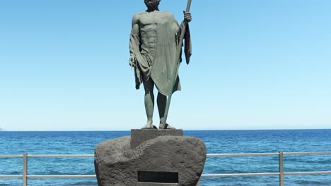 Statue-of-the-Guanche-King-Adjona-in-Candelaria,-Tenerife,-Canary-Islands