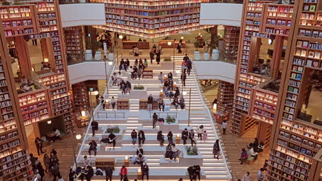 People-Reading-Books-And-Admire-Starfield-Suwon-Hall-With-Open-Spacious-Envionment---top-wide-view
