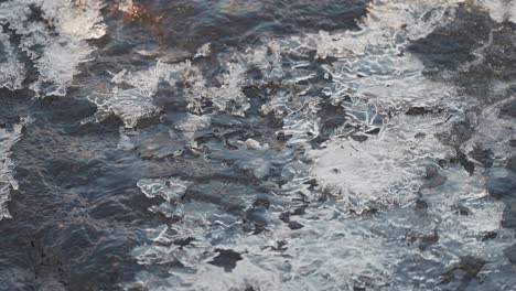 Water-streams-under-the-thin-layer-of-ice-on-the-dark-rocks