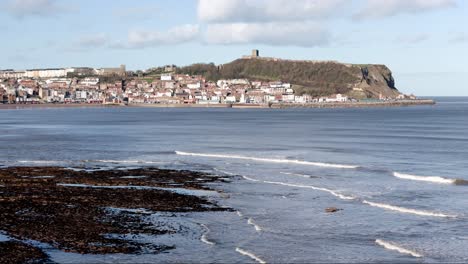 Aerial-footage-of-Scarborough-South-bay-in-North-Yorkshire