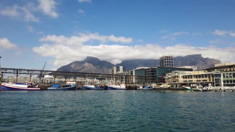 Slomo-footage-of-harbor-in-Cape-Town-and-mountains-from-moving-boat