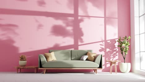 Modern-apartment-living-room-with-couch-and-shadows-clouds-on-the-red-sunset-sky-wall-by-gently-summer-wind-breeze-rendering-animation-Architecture-interior-design-concept