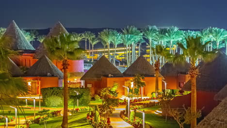 Time-lapse-of-a-colorful,-clear-evening-at-a-resort,-in-Sharm-El-Sheikh,-Egypt