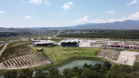 Drone-footage-of-a-wine-house,-what-a-view-of-the-wineyard