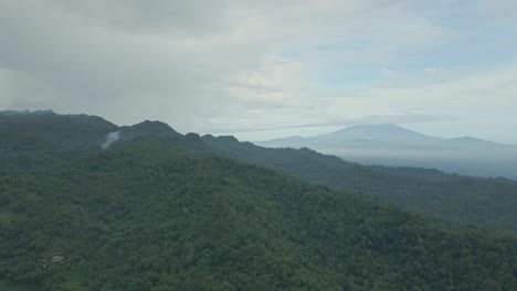 Aerial-view-of-Hills,-Forest-and-mountain-view-in-foggy-morning