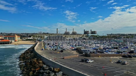 Aerial-view-of-the-mored-yachts-at-the-King-Harbor-Yacht-Club